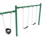 Single Post 1-Bay 1-Cantilever Swing in Rainforest Green with Black Belt and Bucket Seats