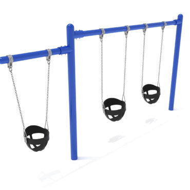 Single Post 1-Bay 1-Cantilever Swing in Cobalt Blue with Black Bucket Seats