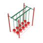 Double Row Pebble Bridge Playground Climber - Brick Red Posts, Rainforest Green Rails, Primary Red Plastic