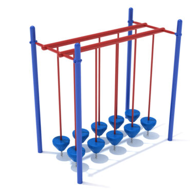 Double Row Pebble Bridge Playground Climber - Cobalt Blue Posts, Brick Red Rails and Pacific Blue Plastic