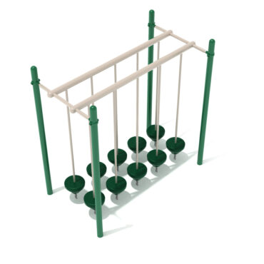 Double Row Pebble Bridge Playground Climber - Rainforest Green Posts and Plastic and Sand Dollar Rails