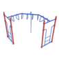 90-Degree Trapezoid Loop Ladder - Brick Red Posts/Cobalt Blue Rails