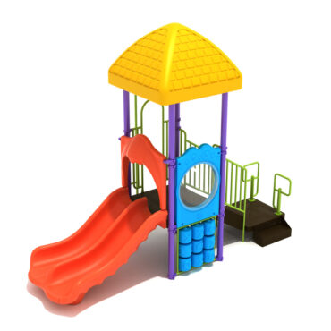Beech Grove Spark Structure - Custom Colors (Sunglow Yellow Roof; Orange Slides; Sky Blue Panels; Lime Green Rails; Purple Posts)