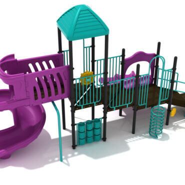 Annapolis Spark Structure - Custom Colors (Teal Roof/Rails/Panels; Plum Slides; Matte Black Posts)