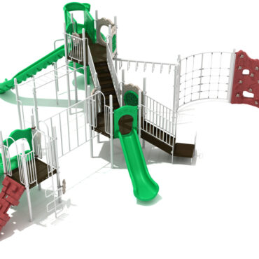 Oceanside Spark Playground Structure - Custom colors (Primary Green Slides; White Posts/Rails; Terra Cotta Climbers)