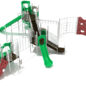 Oceanside Spark Playground Structure - Custom colors (Primary Green Slides; White Posts/Rails; Terra Cotta Climbers)