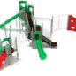 Oceanside Spark Playground Structure - Custom Colors (Primary Green Climbers; Primary Green Slides; Silver Posts; White Rails)