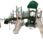 Gainesville Spark Playground Structure - Custom colors (Hunter Green Roof/Rails/Panels; Beige Slides; Brown Posts)