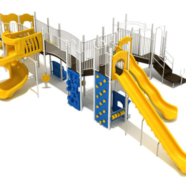 Loveland Spark Structure - Custom Colors (White Posts/Rails; Sunglow Yellow Slides; Pacific Blue/Sunglow Yellow Climbers)