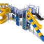 Loveland Spark Structure - Custom Colors (Sunglow Yellow/Pacific Blue Slides; Cobalt Blue Rails; White Posts; Pacific Blue/Sunglow Yellow Climbers)