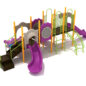 Barberton Spark Playground Structure - Custom Colors (Sunglow Yellow Posts; Lime Green Rails; Plum Slides; Plum/Beige Panels)