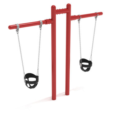 Early Childhood T Swing in Brick Red with Black Bucket Seats