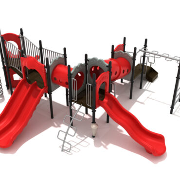 Custom colors - Primary Red Slides, Matte Black Posts, Silver Rails