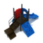 Custom Colors - Matte Black Posts/Rails, Primary Red Panel, Pacific Blue Slide/Climber