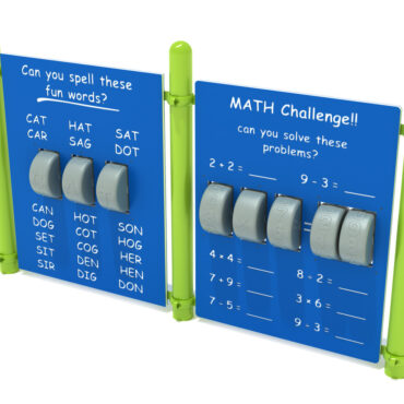 Learning Junction with Lime Green Posts, Blue Panel with White Engraving and Gray Wheels
