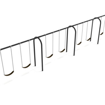 Single-Post 4-Bay Arch Swing in Matte Black with Black Belt Seats
