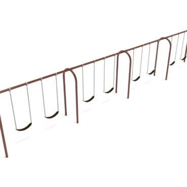 Single-Post 4-Bay Arch Swing in Brown with Black Belt Seats