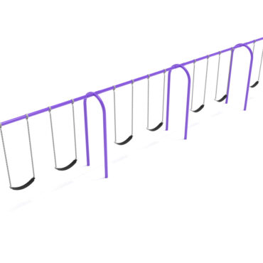 Single-Post 4-Bay Arch Swing in Purple with Black Belt Seats