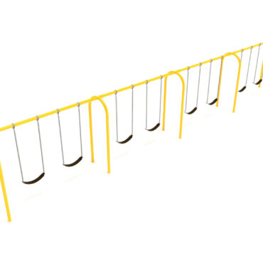 Single-Post 4-Bay Arch Swing in Sunglow Yellow with Black Belt Seats