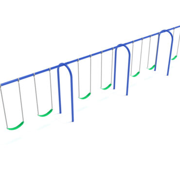 Single-Post 4-Bay Arch Swing in Cobalt Blue with Green Belt Seats