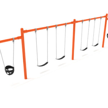 2-Bay 2-Cantilever Swing in Orange with Black Bucket and Belt Seats