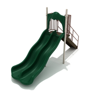 5' Double Wave Slide with Hunter Green Plastic, Sand Dollar Posts and Brown rails