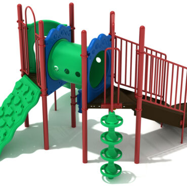Custom Colors - Primary Green Bridge/Climbers/Slide, Brick Red Posts/Rails