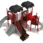 Custom Colors - Black Roofs, Gray Slides/Climber, Brick Red Posts/Rails, Gray/Primary Red Bridges