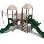 Ladysmith Spark Playground Structure - Custom Colors (Beige Roofs; Brown Posts; Sand Dollar Rails; Hunter Green Slides)