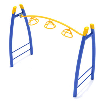 Curved Post 3-Wheel Overhead Spinner with Cobalt Blue Posts, Sunglow Yellow Rails and caps
