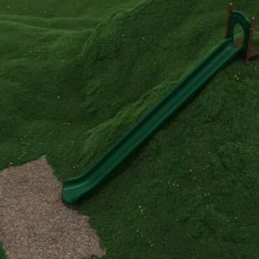 22' Single Straight Slide with Hunter Green Plastic and Brown posts