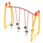 Curved Post Tilted Lily Pad Bridge - Sunglow Yellow Posts, Brick Red Rails, Hunter Green Plastic and Primary Red Caps