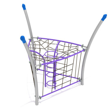 Combination Manhole Rope Climber with Side Nets - Silver Posts, Purple Rails, Pacific Blue Caps