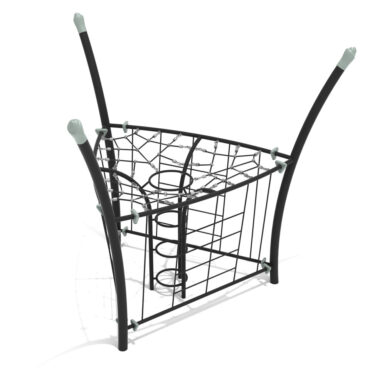 Combination Manhole Rope Climber with Side Nets - Matte Black Posts and Rails, Gray Caps
