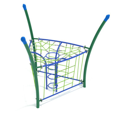 Combination Manhole Rope Climber with Side Nets - Rainforest Green Posts, Cobalt Blue Rails, Green Nets and Pacific Blue Caps