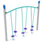 Single Post Tilted Lilly Pad Bridge - Silver Posts, Teal Rails, Plum Plastic, Pacific Blue Caps