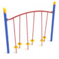 Single Post Tilted Lilly Pad Bridge - Cobalt Blue Posts. Brick Red Rails, Sunglow Yellow Plastic and Caps
