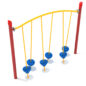 Single Post Tilted Pebble Bridge with Brick Red Posts, Sunglow Yellow Posts, Primary Red Caps and Pacific Blue Plastic