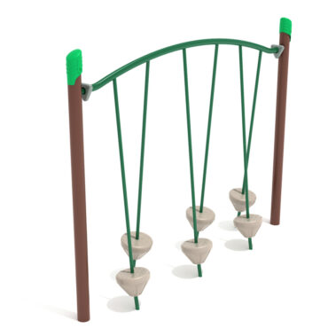 Single Post Tilted Pebble Bridge with Brown Posts, Rainforest Green Rails, Tan Plastic and Primary Green Caps
