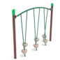 Single Post Tilted Pebble Bridge with Brown Posts, Rainforest Green Rails, Tan Plastic and Primary Green Caps