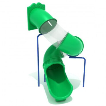 9ft Spiral Tube DIY Slide with Cobalt Blue Metal and Primary Green plastic- Slide and Mounts only