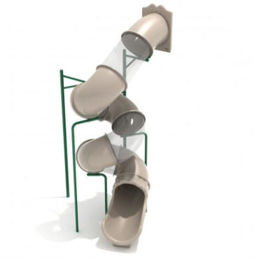 15ft Spiral Tube DIY Slide with Rainforest Green metal and Beige Plastic- Slide and Mounts only