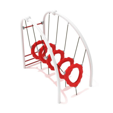 Floating Tunnel Climber - White Post and Rail, Primary Red Plastic