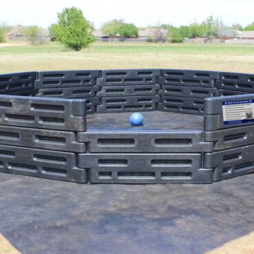 High-Wall 15' Gaga Ball Pit on Rubber Flooring with How to Play Sign
