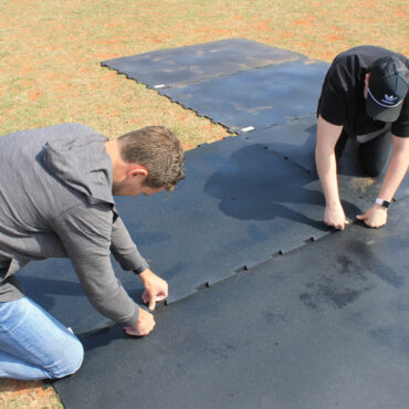 No tools needed to create the flooring. All you need is a few volunteers to help piece them together in your desired Gaga Ball play location
