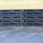 The High-Wall Gaga Ball Pit is constructed of 3 rows of 12" and 8" border timbers (12" on the bottom, 8" in the middle and 12" on top)