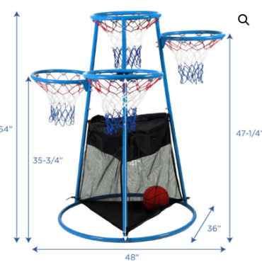 4-Ring Basketball Stand with Dimensions