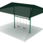 Shaded 1-Bay Single Post Swing in Rainforest Green Frame & Shade