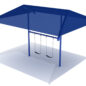 Shaded 1-Bay Single Post Swing in Cobalt Blue Frame & Shade