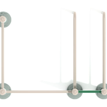 Top View of Advanced Playground Gym with custom colors... Rainforest Green Posts and Sand Dollar Rails